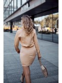 Rochie camasa wrap cu drapaj, bej 110537 - Magazin online - Boutique